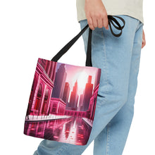 Load image into Gallery viewer, City Line Love the Pink Heart Series #6 Tote Bag AI Artwork 100% Polyester
