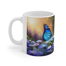 Load image into Gallery viewer, September Sapphire Amethyst Birth Month Colors Fairies &amp; Butterflies #2 Mug 11oz mug AI-Generated Artwork
