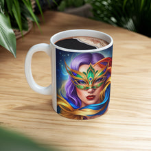 Load image into Gallery viewer, Mardi Gras Mask Ribbon #8 Mug  AI-Generated Artwork 11oz mug
