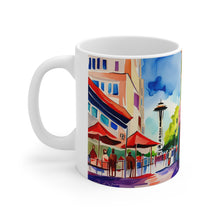 Load image into Gallery viewer, At the Cafe Space Needle Seattle Washington  #17 Mug 11oz mug AI-Generated Artwork
