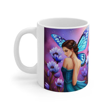 Load image into Gallery viewer, September Sapphire Amethyst Birth Month Colors Fairies &amp; Butterflies #1 Mug 11oz mug AI-Generated Artwork
