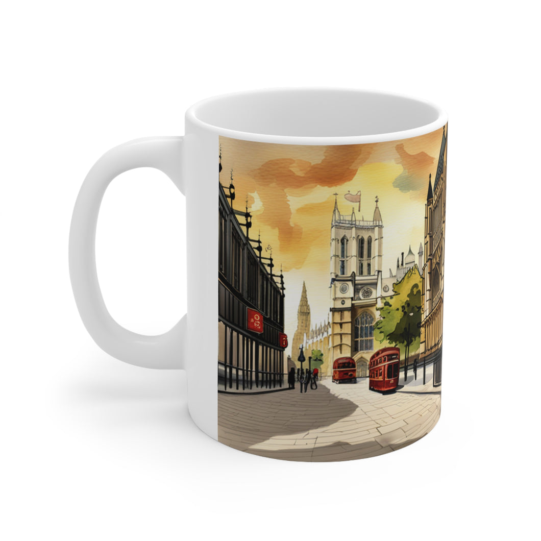 At the Cafe Westminster Abbey London #8 Mug 11oz mug AI-Generated Artwork