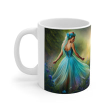 Load image into Gallery viewer, March Aquamarine Birth Month Colors Fairies &amp; Butterflies #3 Mug 11oz mug AI-Generated Artwork
