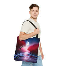 Load image into Gallery viewer, Moonlight Trees Red Skies Series #8 Tote Bag AI Artwork 100% Polyester
