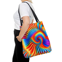 Load image into Gallery viewer, Tunnel Tye Dye Swirls and Ripples Tote Bag AI Artwork 100% Polyester #6
