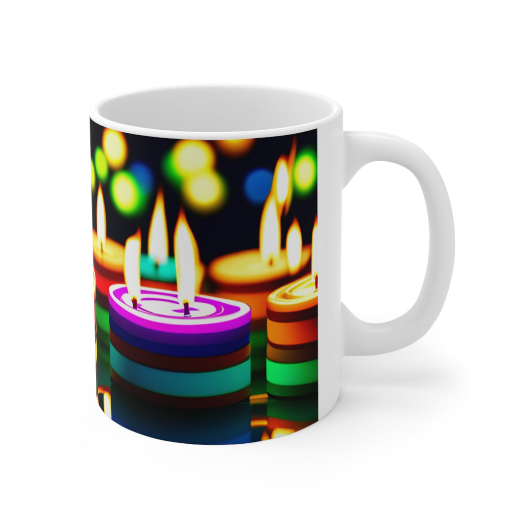 Happy Birthday Candles #19 Ceramic 11oz Mug AI-Generated Artwork