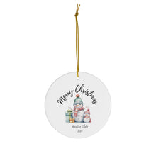 Load image into Gallery viewer, Personalize White Round Ceramic Ornament Watercolor Snow Girls  3&quot; x 3&quot;
