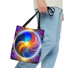 Load image into Gallery viewer, Ying Infinite Beauty Spiral Fusion of Colors #2 Tote Bag AI Artwork 100% Polyester
