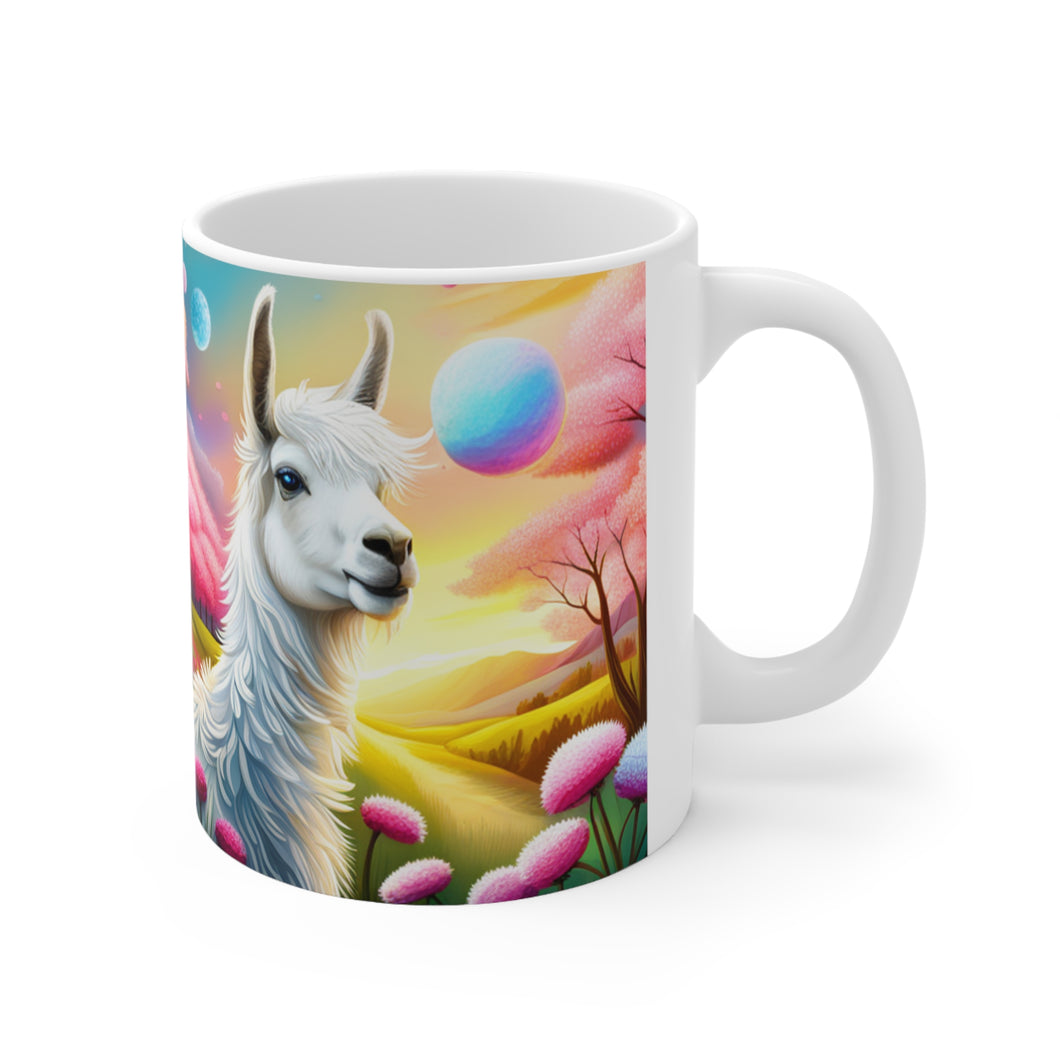 Good Vibes Cute Llama Funny #7 Ceramic 11oz Mug AI-Generated Artwork