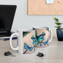 Load image into Gallery viewer, March Aquamarine Birth Month Colors Fairies &amp; Butterflies #4 Mug 11oz mug AI-Generated Artwork
