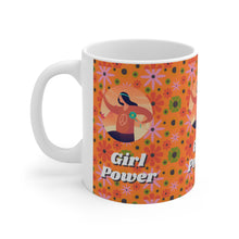 Load image into Gallery viewer, Girl Power Orange  Floral Ceramic Mug 11oz Design Repeats
