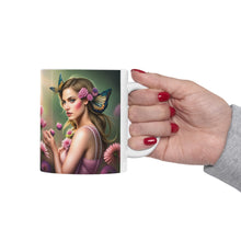 Load image into Gallery viewer, October Tourmaline Birth Month Colors Fairies &amp; Butterflies #2 Mug 11oz mug AI-Generated Artwork
