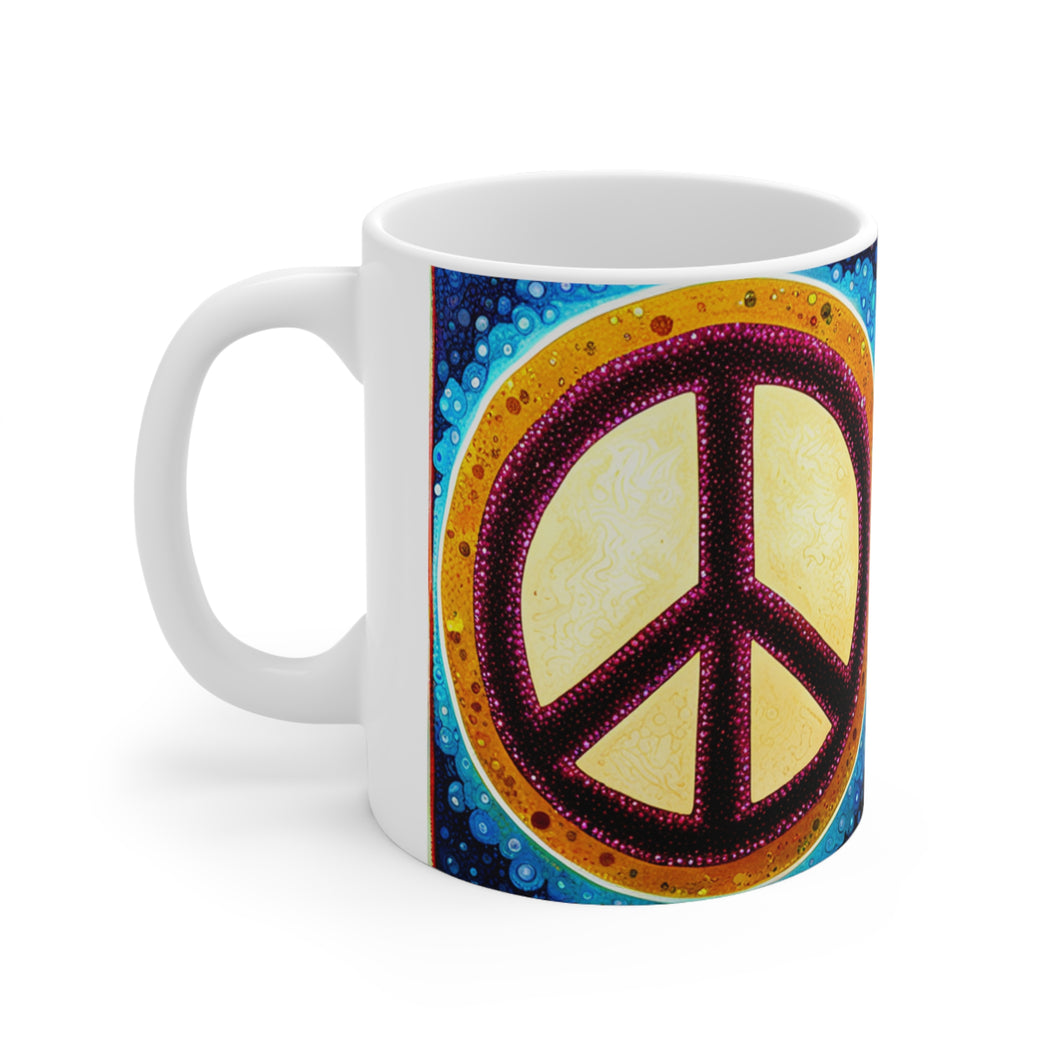 Peace Symbol sign Psychedelics Mix #2 Mug 11oz mug AI-Generated Artwork