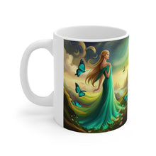 Load image into Gallery viewer, May Emerald Birth Month Colors Fairies &amp; Butterflies #3 Mug 11oz mug AI-Generated Artwork
