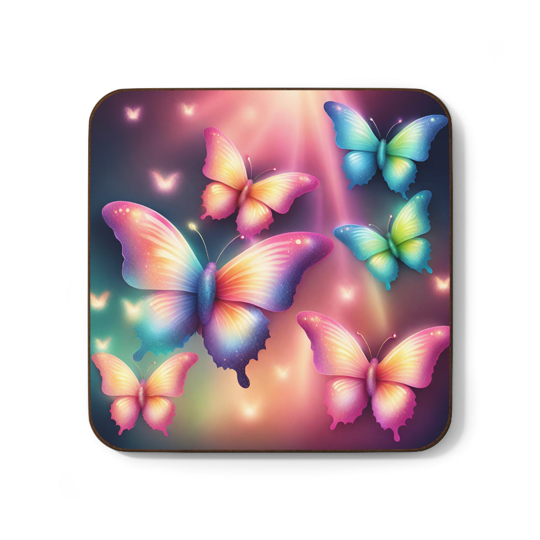 Retro Psychedelic Butterflies #45 Hardboard Back AI-Enhanced Beverage Coasters
