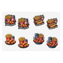 Load image into Gallery viewer, Hot Dog, Chicken Foodie Vinyl Sticker Sheets - 4 Foods/2 each 8pc Set
