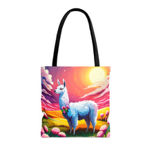 Load image into Gallery viewer, Llama Setting Sun #4 Tote Bag AI Artwork 100% Polyester
