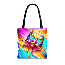 Load image into Gallery viewer, Mardi Gras Ribbon Mask #4 Tote Bag AI Artwork 100% Polyester
