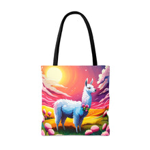 Load image into Gallery viewer, Llama Setting Sun #4 Tote Bag AI Artwork 100% Polyester
