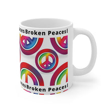 Load image into Gallery viewer, Broken Peaces Symbol Ceramic Mug 11oz Design Repeats
