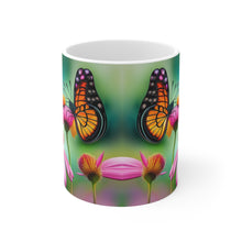 Load image into Gallery viewer, October Tourmaline Birth Month Colors Fairies &amp; Butterflies #4 Mug 11oz mug AI-Generated Artwork
