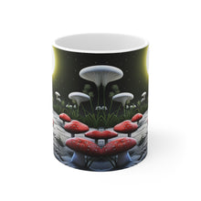 Load image into Gallery viewer, Lunar Moon Scene Toadstools and Lillies #3 Mug 11oz mug AI-Generated Artwork
