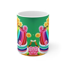 Load image into Gallery viewer, Happy Birthday Rainbow Jello Cake Celebration #28 Ceramic 11oz Mug AI-Generated Artwork

