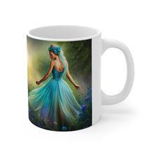 Load image into Gallery viewer, March Aquamarine Birth Month Colors Fairies &amp; Butterflies #3 Mug 11oz mug AI-Generated Artwork
