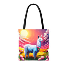 Load image into Gallery viewer, Llama Setting Sun #4 Tote Bag AI Artwork 100% Polyester
