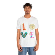 Load image into Gallery viewer, Summer Beach Love Floral Letters Sandals Unisex Jersey Short Sleeve Combed Cotton T-Shirt
