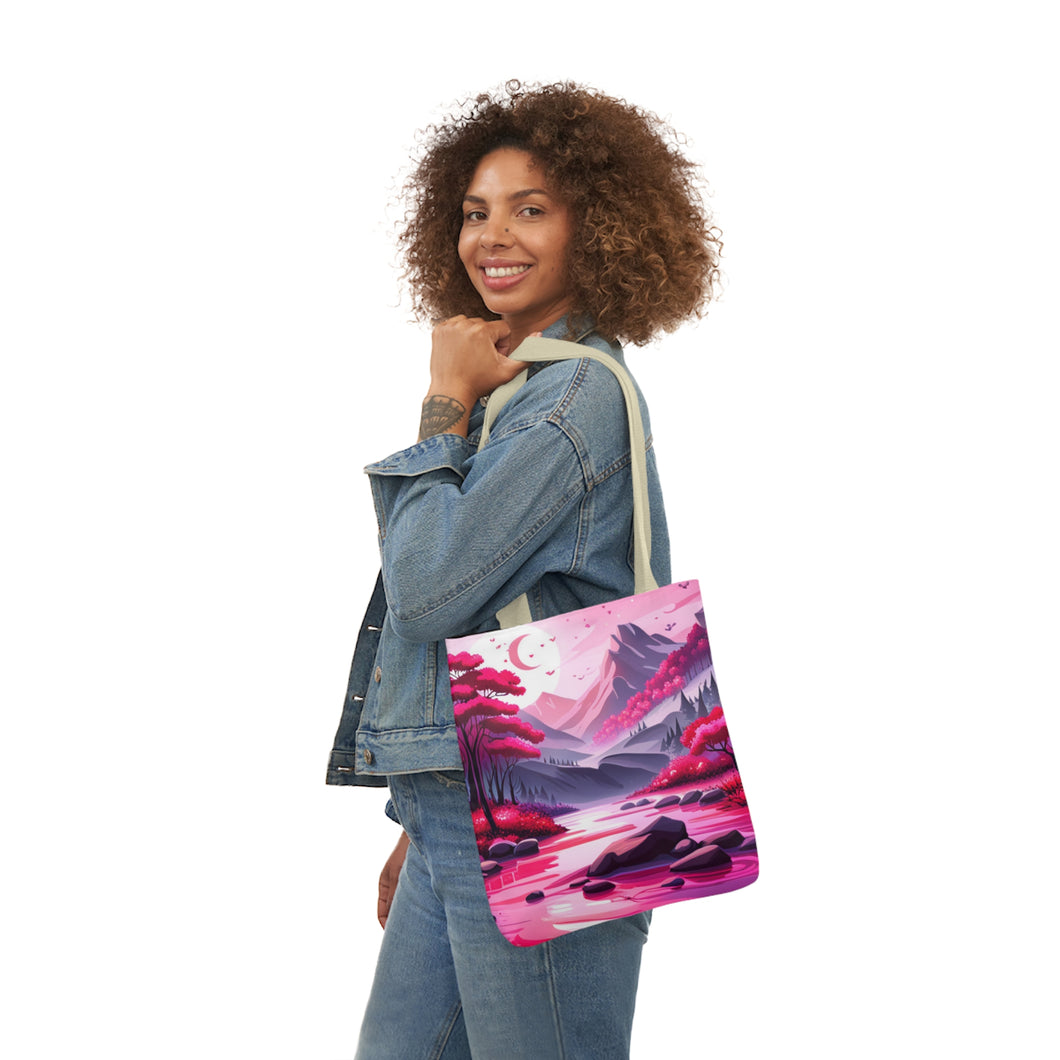 Pink Heart Series #7 Fashion Graphic Print Trendy 100% Polyester Canvas Tote Bag AI Image