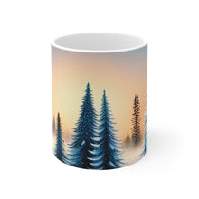 Load image into Gallery viewer, Winter Scene Blue Trees 11oz Ceramic Mug AI Artwork
