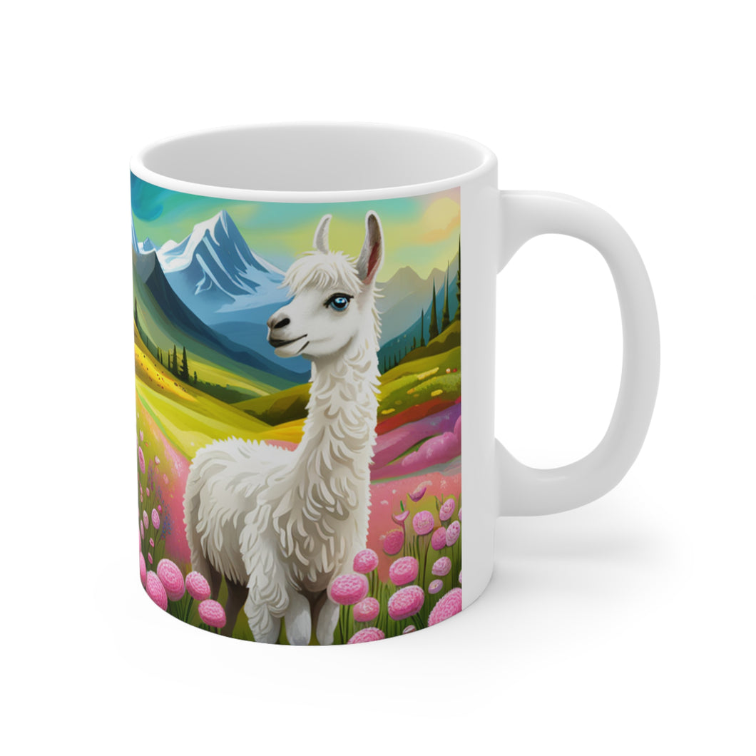 Good Vibes Cute Llama Funny #5 Ceramic 11oz Mug AI-Generated Artwork