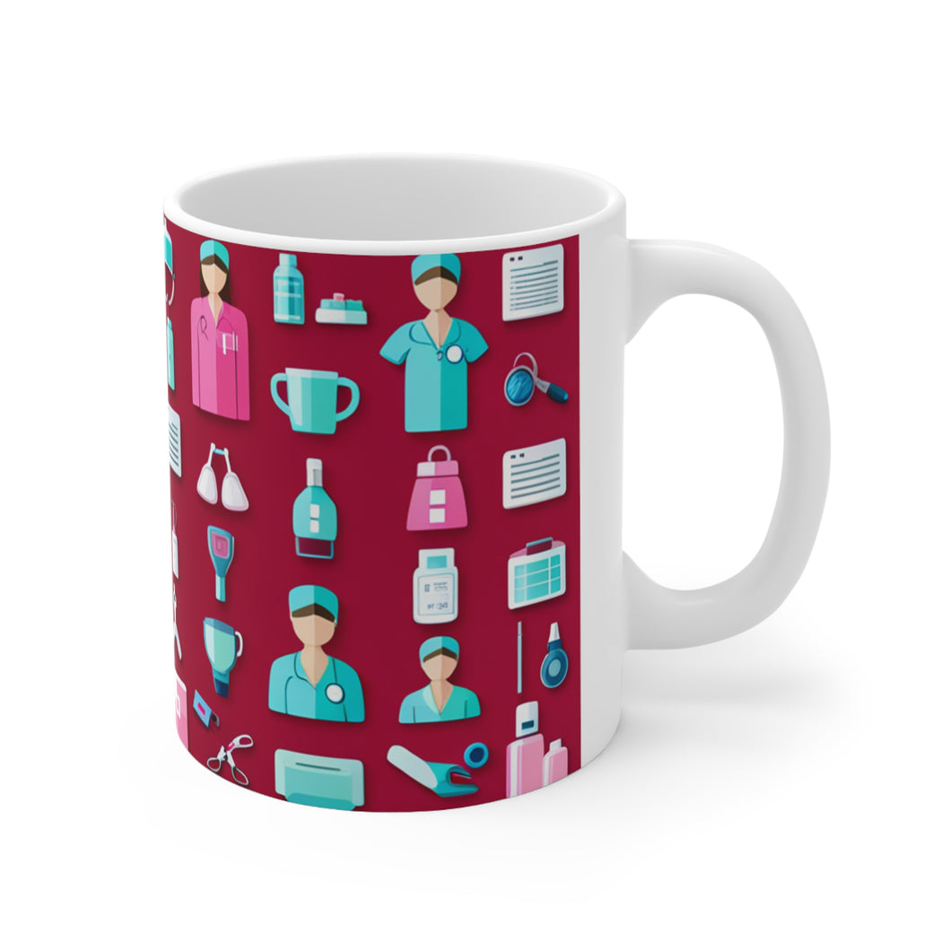 Professional Worker Pink Doctor and Nurse #7 Ceramic 11oz Mug AI-Generated Artwork