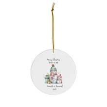 Load image into Gallery viewer, Personalize White Round Ceramic Ornament Auntie &amp; Me Snowman 3&quot; x 3&quot; Single Aunt and niece
