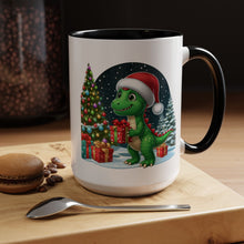 Load image into Gallery viewer, Mug Dinosaur Gifts Santa Hat Holiday Coffee Cup 11, 15oz
