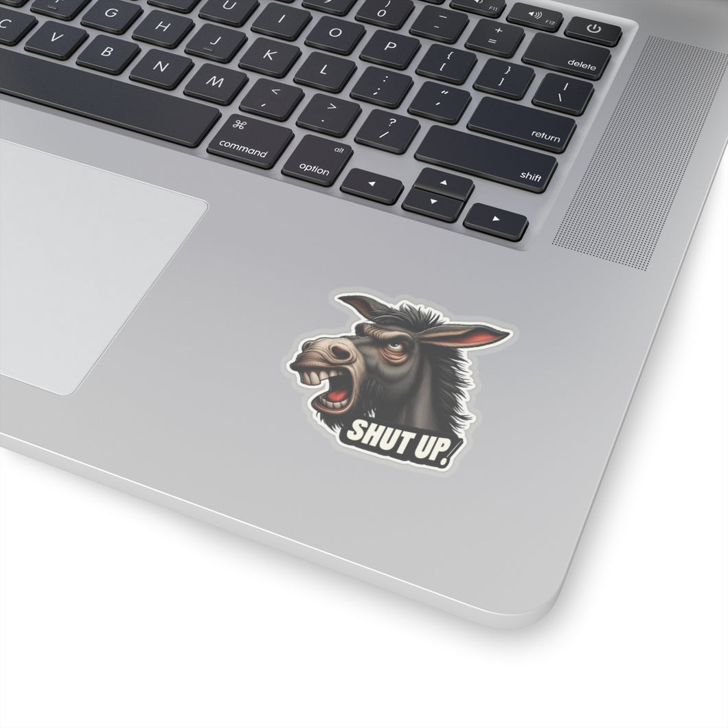 Funny Angry Stubborn Mule Shut-up Vinyl Stickers, Laptop, Whimsical, Humor #6
