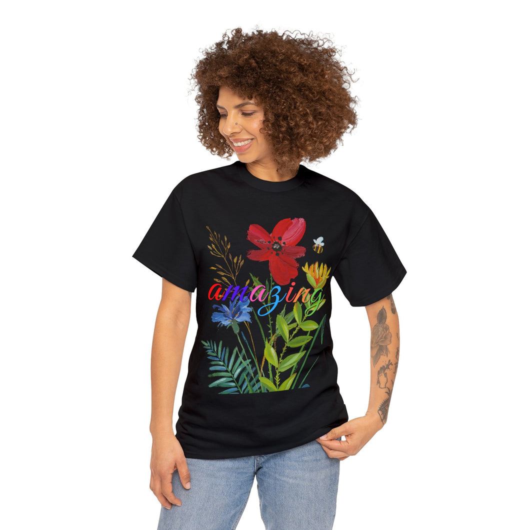 Amazing Floral Unisex Heavyweight 100% Cotton T-Shirt