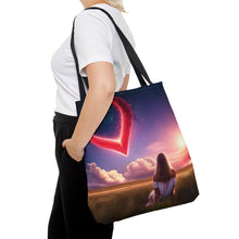 Load image into Gallery viewer, Kisses from Heaven Red Heart in Sky Tote Bag AI 100% Polyester #6
