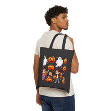 Load image into Gallery viewer, Trick-or-Treat Halloween Kids Cotton Canvas Tote Bag 15&quot; x 16&quot; Spooky Ghost, Jack-O-Lantern,  Candy Cones Candy
