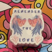 Load image into Gallery viewer, Sympathy Stickers - Remember Love Angel Wings 1.9&quot; x 2.0&quot; Die Cut
