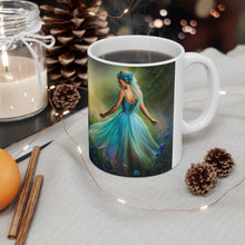 Load image into Gallery viewer, March Aquamarine Birth Month Colors Fairies &amp; Butterflies #3 Mug 11oz mug AI-Generated Artwork
