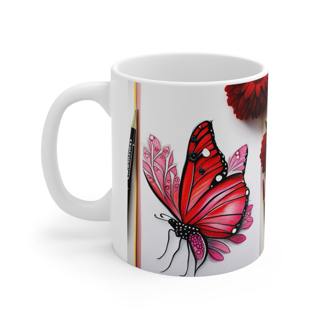 July Ruby Birth Month Colors Fairies & Butterflies #3 Mug 11oz mug AI-Generated Artwork