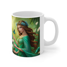 Load image into Gallery viewer, May Emerald Birth Month Colors Fairies &amp; Butterflies #4 Mug 11oz mug AI-Generated Artwork
