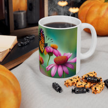 Load image into Gallery viewer, October Tourmaline Birth Month Colors Fairies &amp; Butterflies #4 Mug 11oz mug AI-Generated Artwork
