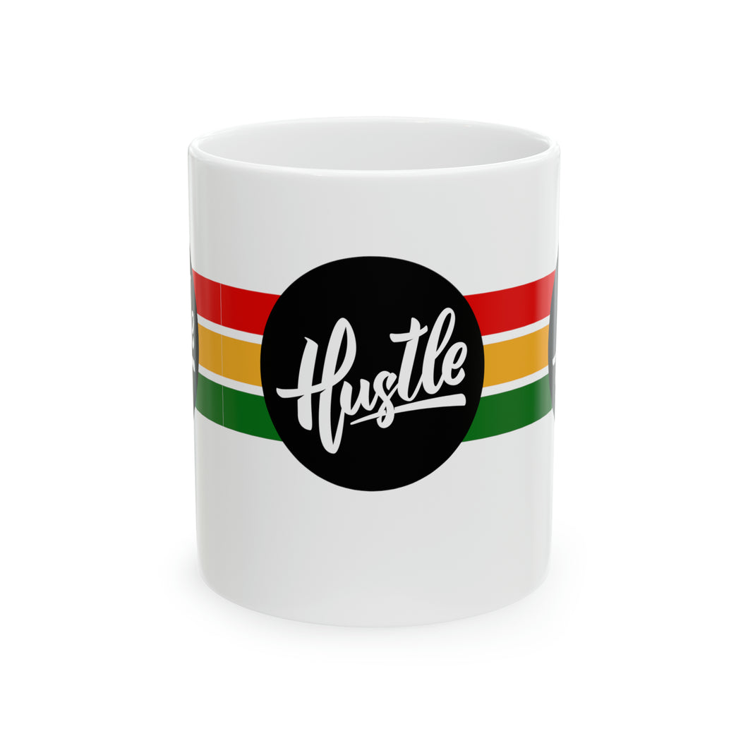 Hustle 11oz White Ceramic Beverage Mug Decorative Art