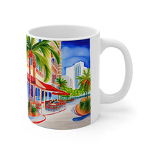 Load image into Gallery viewer, At the Cafe Miami Beach #30 Mug 11oz mug AI-Generated Artwork
