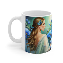 Load image into Gallery viewer, September Sapphire Amethyst Birth Month Colors Fairies &amp; Butterflies #3 Mug 11oz mug AI-Generated Artwork
