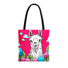 Load image into Gallery viewer, Llama Pink Skies #2 Tote Bag AI Artwork 100% Polyester
