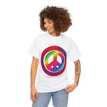 Load image into Gallery viewer, Rainbow Peace Symbol Sign Multicolors Unisex Heavy 100% Cotton T-Shirt
